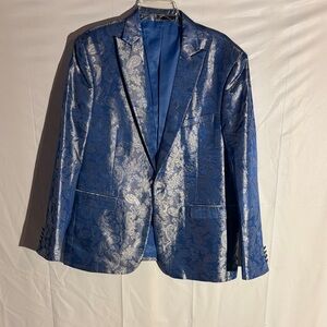 SHEIN Blue and Silver Patterned Blazer